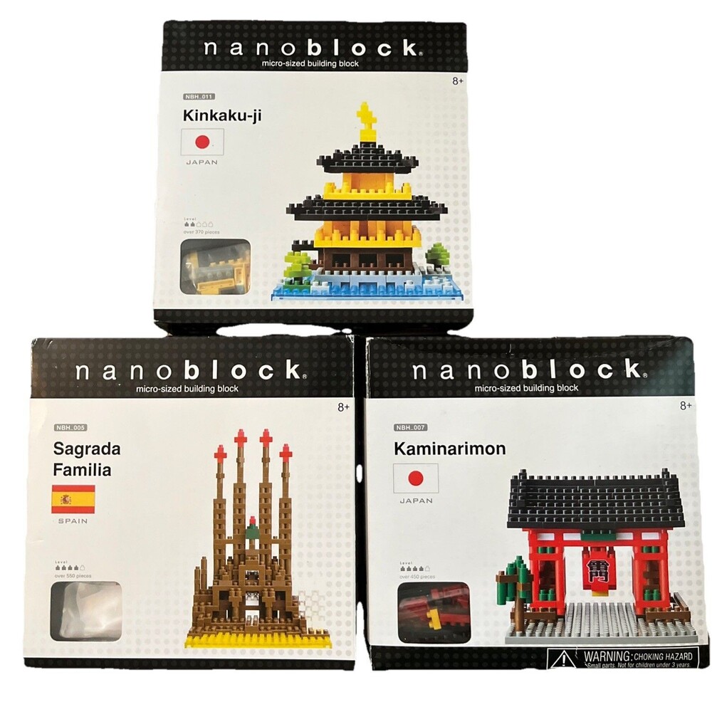 Lot of 3 Nanoblock Micro Size Building Blocks Japan Spain Toys